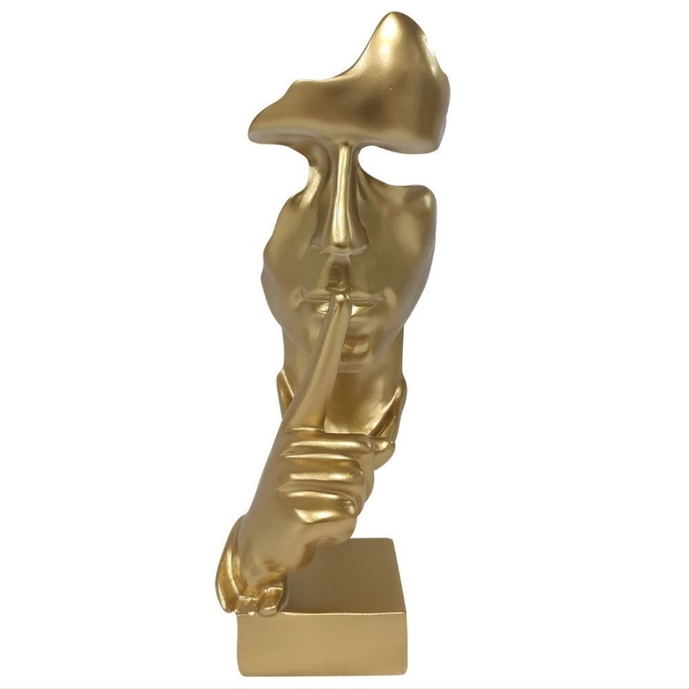 Creative Arrowy Silence Is Golden Abstract Face Sculpture- Gold